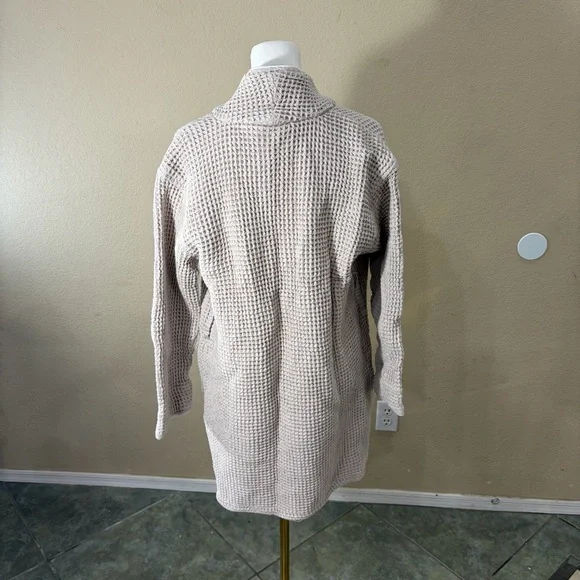 BOLL & BRANCH ORGANIC COTTON WAFFLE BATH ROBE Tan Women’s Sz M Cozy Comfy Read! - Picture 4 of 8